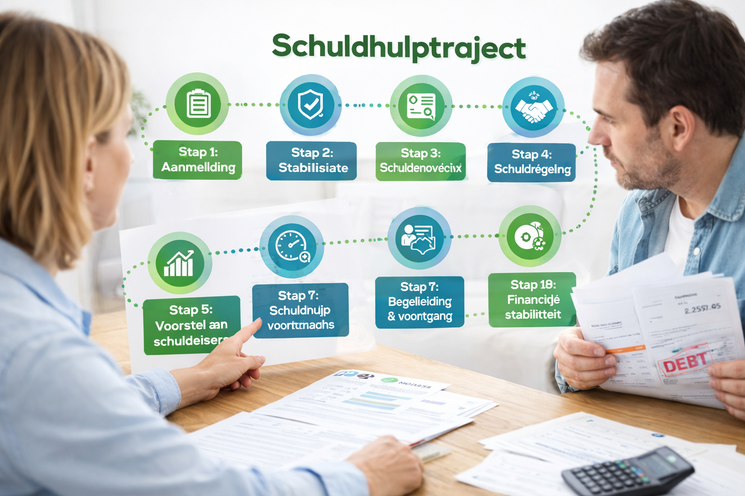 De 10 stappen van schuldhulpverlening – Een begrijpelijk stappenplan van aanmelding tot afronding