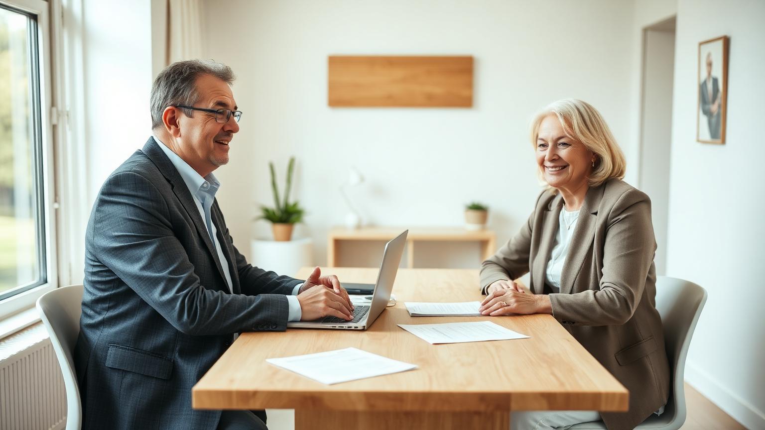 Bewindvoerder bespreekt de financiën met een inwoner van Amsterdam aan tafel